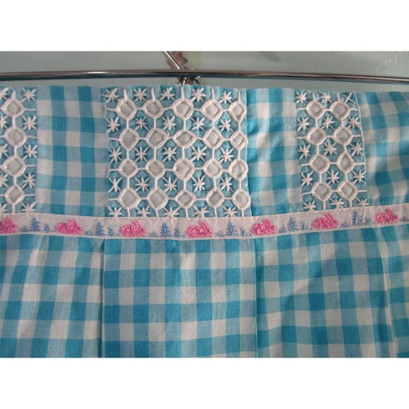 Blue Gingham Bunny Ribbon Trim Cross Stitch Accent Easter Apron Handcrafted GUC - Picture 6 of 16